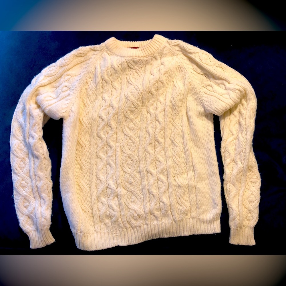 Pristine Vintage 60s/70s Kings Road Cream/White Cable Knit Sweater